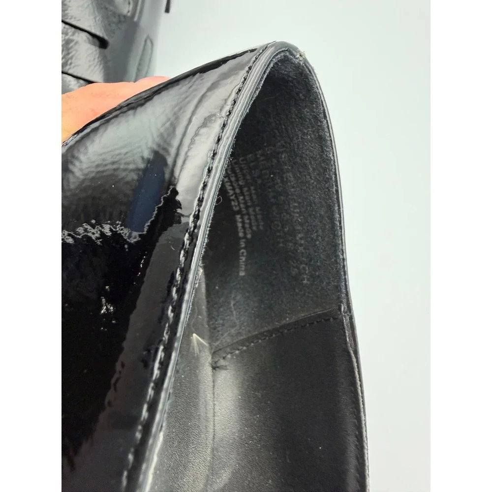 Kenneth Cole Reaction Womens Black Patent Block Heel Penny Loafers Square Toe - Picture 11 of 12